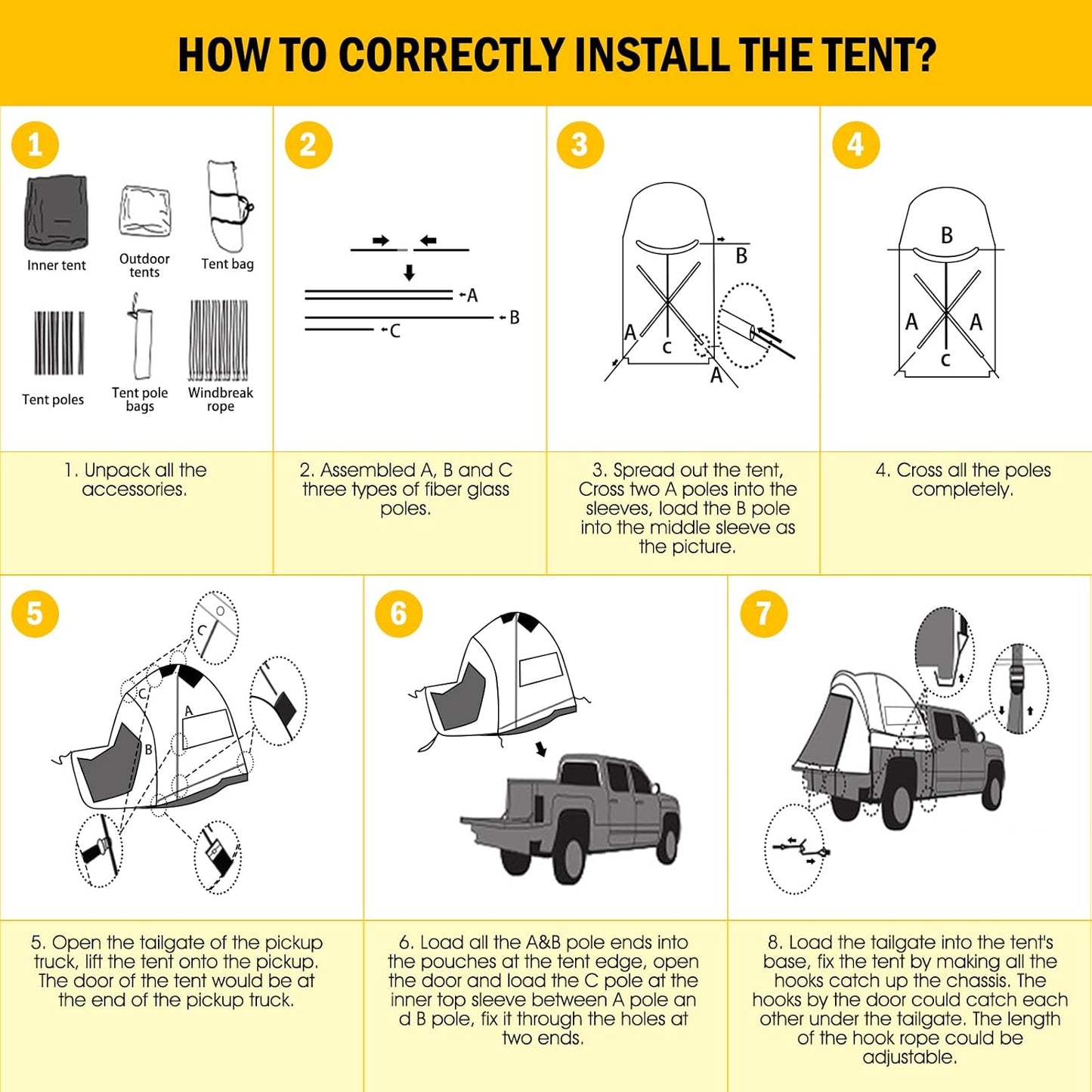 waterproof pickup truck tent with awning shade