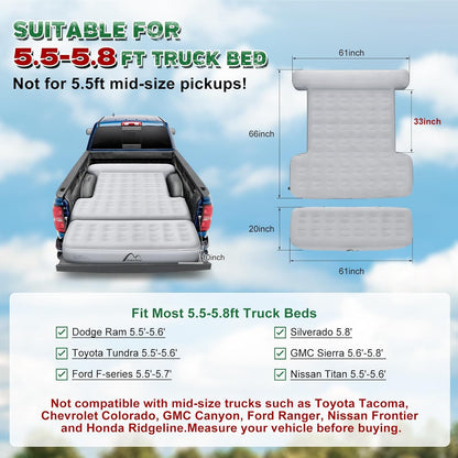 Extendable Truck Bed Mattress with Built-In Pump